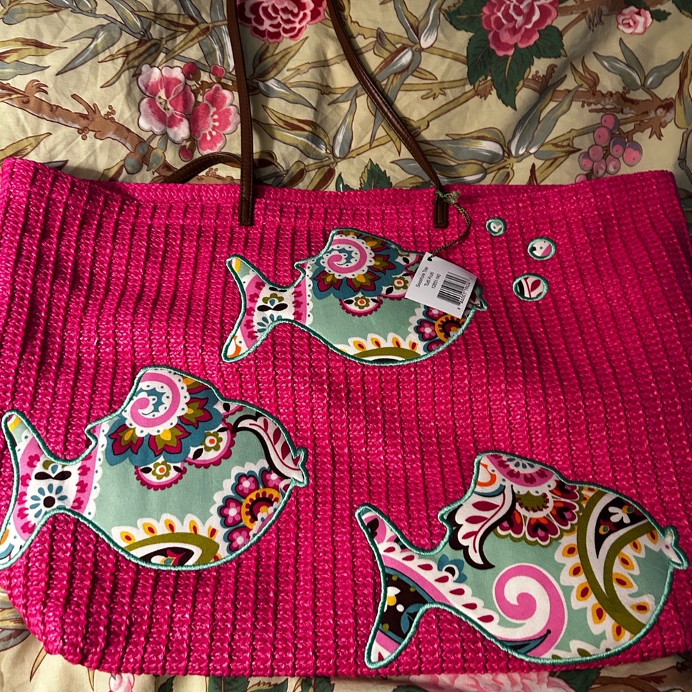 Pink Fish Design Tote Bag - Picture 2 of 5